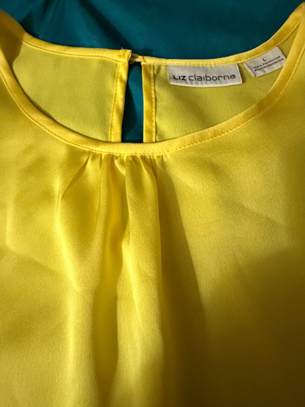 Liz Claiborne Yellow Keyhole Neck Blouse